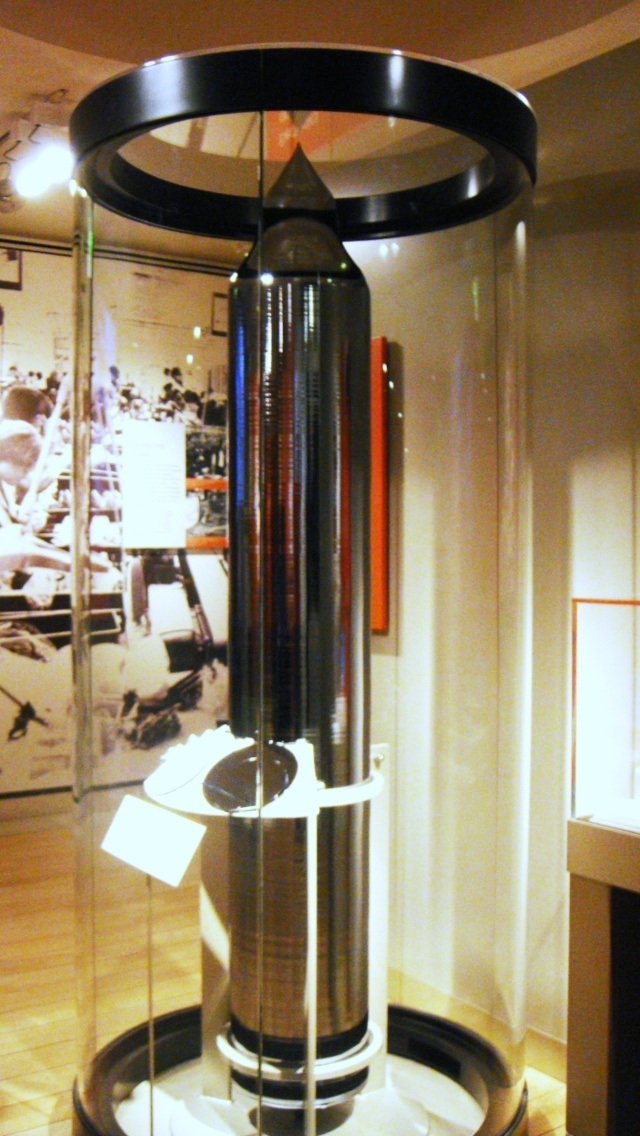 A finished monocrystalline silicon ingot at the National Museum of Scotland
