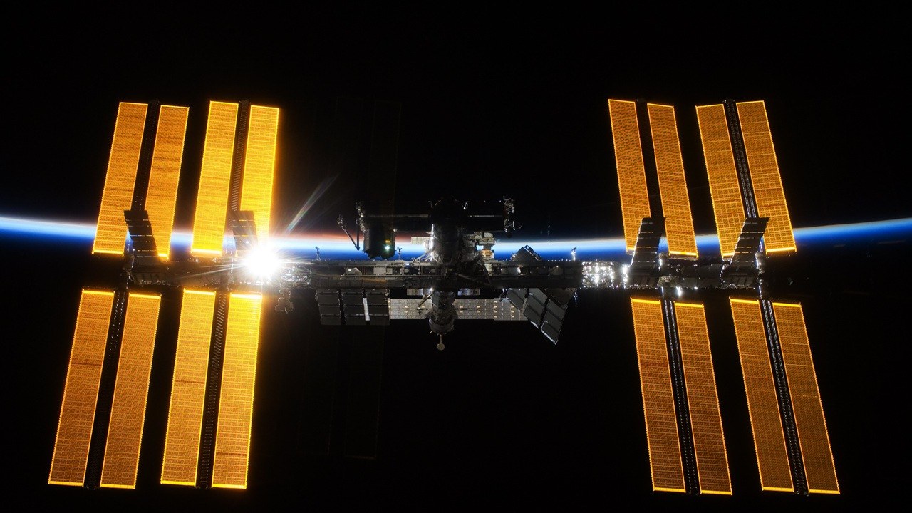 Solar arrays power the International Space Station.