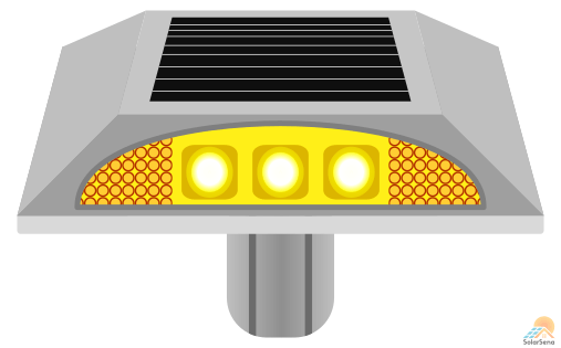 A solar road stud with a central shaft