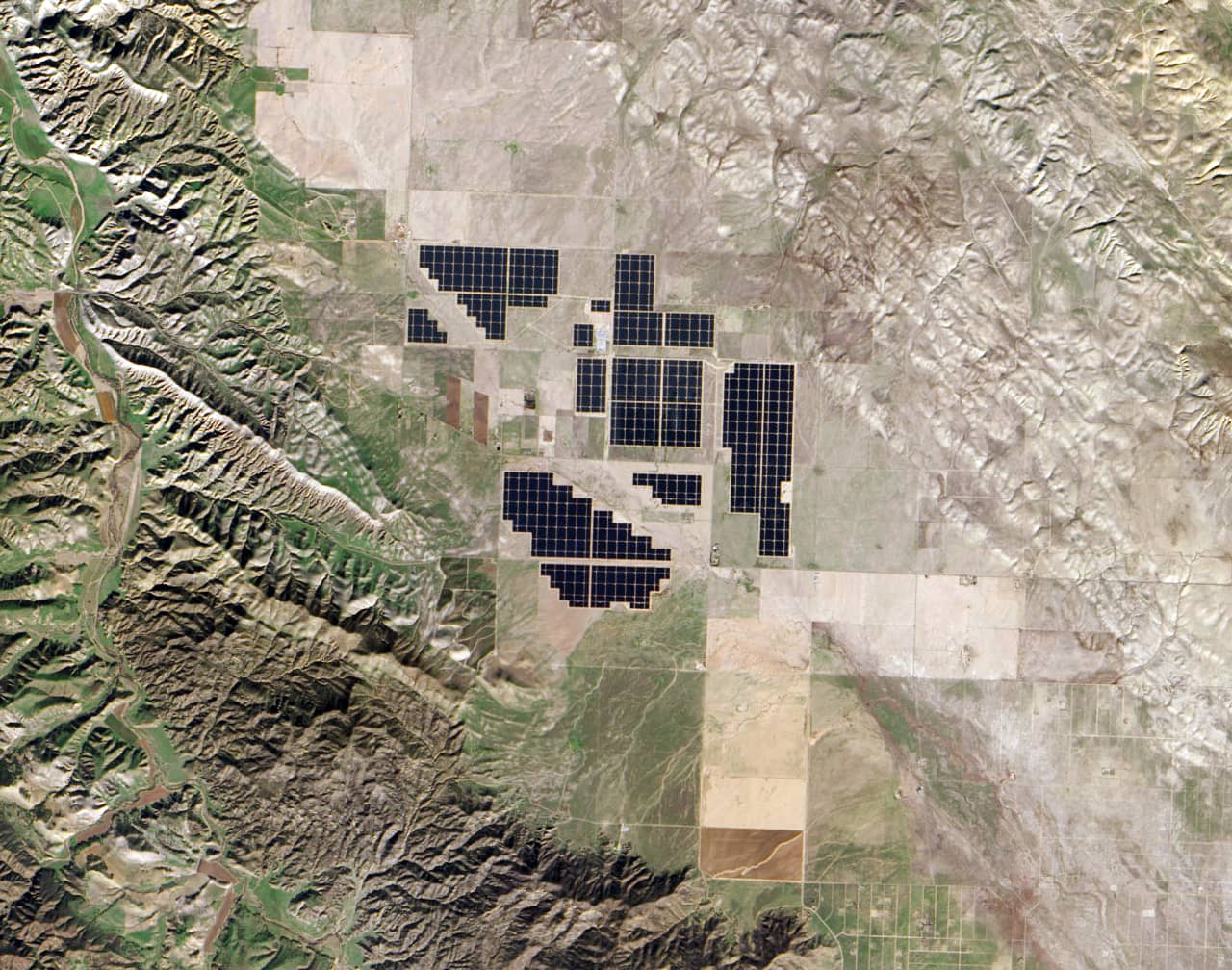 The satellite image of Topaz Solar Farm captured on January 2, 2015