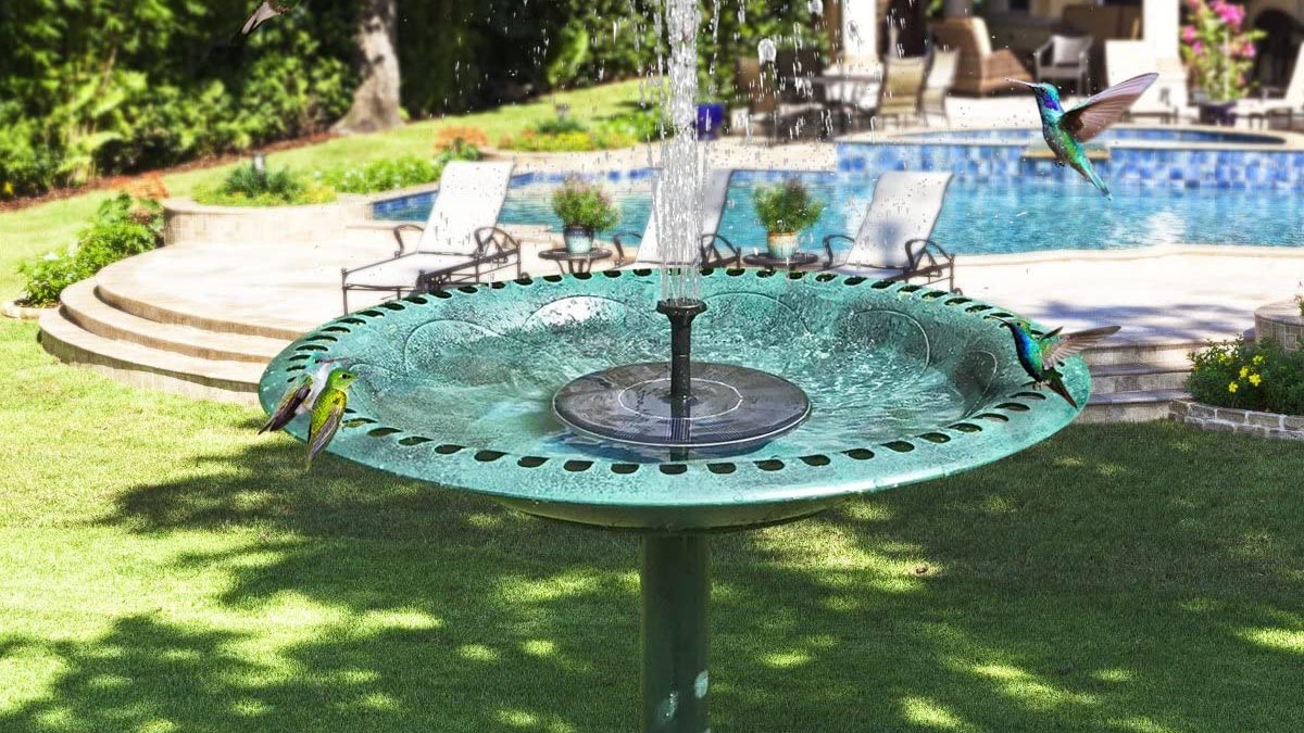 Solar Powered Fountain for Bird Bath